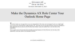 Make the Dynamics AX Role Center Your Outlook Home Page