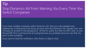 Stop Dynamics AX From Warning You Every Time You Switch Companies